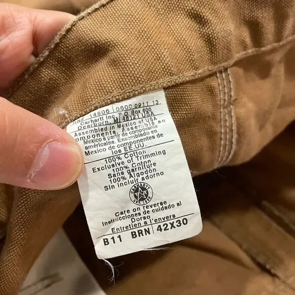 Carhartt Brown Men's Carpenter Pants Workwear Loose Original Fit Size 42x30 Y2K - Picture 5 of 5
